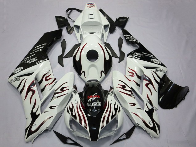 2004-2005 Honda CBR1000RR Motorcycle Fairings - White Glossy Black Red Flame