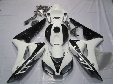 Custom 2006-2007 Honda CBR1000RR Motorcycle Fairings - White Glossy Black OEM Style No Decals