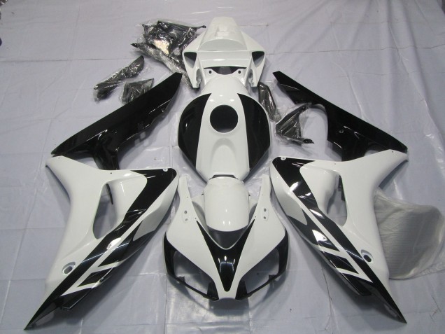 2006-2007 Honda CBR1000RR Motorcycle Fairings - White Glossy Black OEM Style No Decals