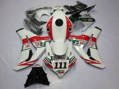 Custom 2008-2011 Honda CBR1000RR Motorcycle Fairings - White Red Green Castrol 111