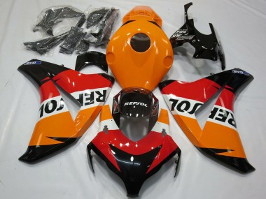 Custom 2008-2011 Honda CBR1000RR Motorcycle Fairings Kit - Orange White Red Glossy Black Repsol