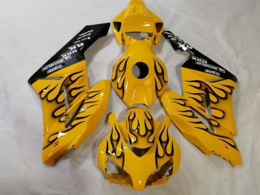 Custom 2012-2016 Honda CBR1000RR Motorcycle Fairings - Yellow Black Flame