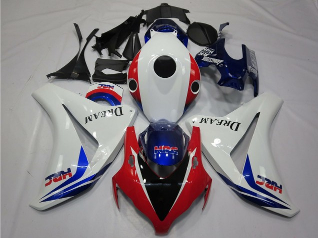 2008-2011 Honda CBR1000RR Motorcycle Fairings - White Red Blue HRC Dream Glossy Black