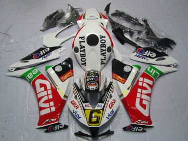 Custom 2012-2016 Honda CBR1000RR Motorcycle Fairings - White Red Green Givi PlayBoy