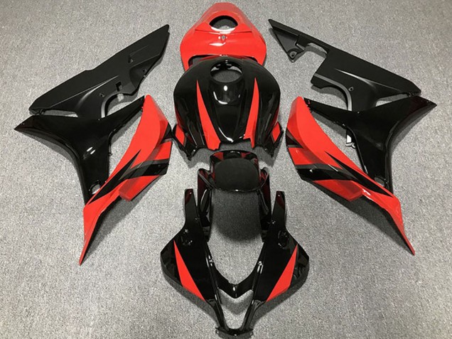 2007-2008 Honda CBR600RR Motorcycle Fairings - Red Glossy Black