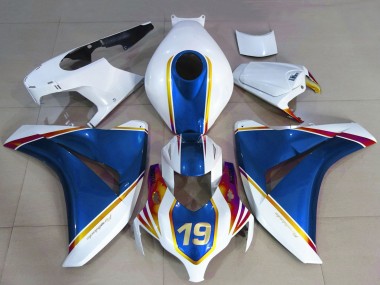 Custom 2008-2011 Honda CBR1000RR Motorcycle Fairings - White Blue Yellow Red 19