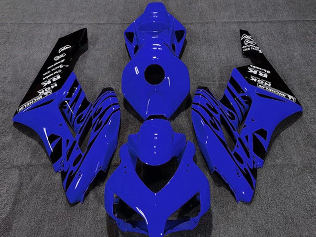 2004-2005 Honda CBR1000RR Motorcycle Fairings - Blue Glossy Black Flame