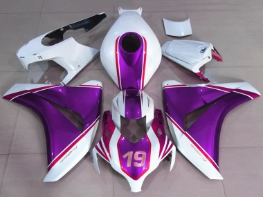 Custom 2008-2011 Honda CBR1000RR Motorcycle Fairings - White Glossy Purple Pink 19