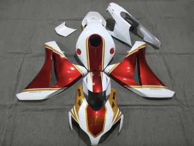 Custom 2008-2011 Honda CBR1000RR Motorcycle Fairings - White Red Gold