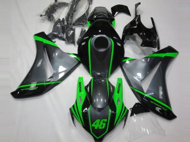 Custom 2008-2011 Honda CBR1000RR Motorcycle Fairings - Grey Green Matte Black Motul 46