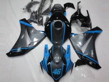 Custom 2008-2011 Honda CBR1000RR Motorcycle Fairings - Grey Blue Matte Black Motul 46