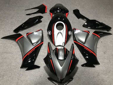 Custom 2012-2016 Honda CBR1000RR Motorcycle Fairings - Gunmetal Grey Glossy Black Red