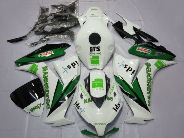 Custom 2012-2016 Honda CBR1000RR Motorcycle Fairings - White Green Glossy Black Hannspree Castrol