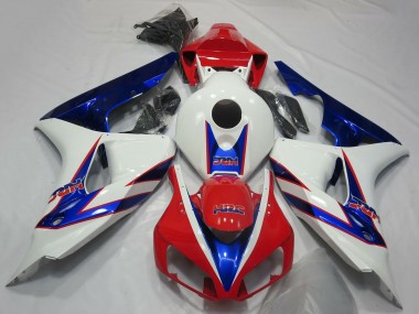 Custom 2006-2007 Honda CBR1000RR Motorcycle Fairings - White Red Blue HRC OEM Style