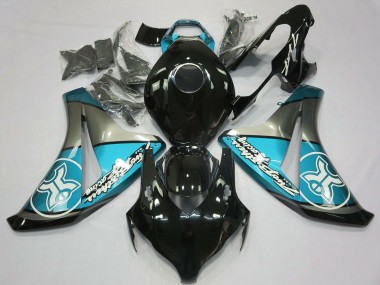 Custom 2008-2011 Honda CBR1000RR Motorcycle Fairings - Light Blue Grey Glossy Black