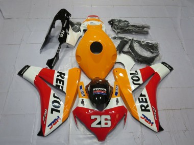 Custom 2008-2011 Honda CBR1000RR Motorcycle Fairings - Orange White Red Glossy Black Repsol 26