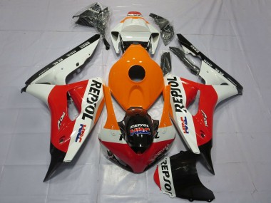 Custom 2006-2007 Honda CBR1000RR Motorcycle Fairings - Orange White Red Glossy Black Repsol HRC