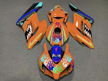 Custom 2004-2005 Honda CBR1000RR Motorcycle Fairings - Orange Blue Black Shark
