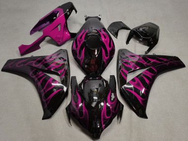 Custom 2008-2011 Honda CBR1000RR Motorcycle Fairings - Glossy Black Pink Flame