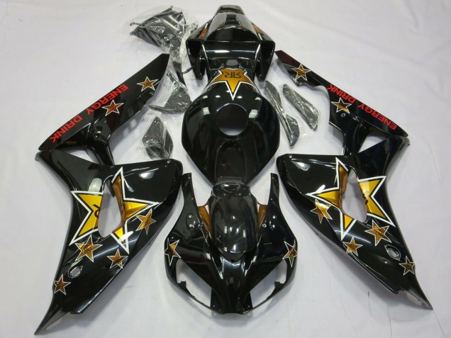 2006-2007 Honda CBR1000RR Motorcycle Fairings - Glossy Black Star Energy Drink