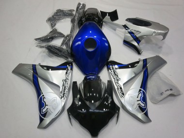 Custom 2008-2011 Honda CBR1000RR Motorcycle Fairings - Silver Blue Glossy Black