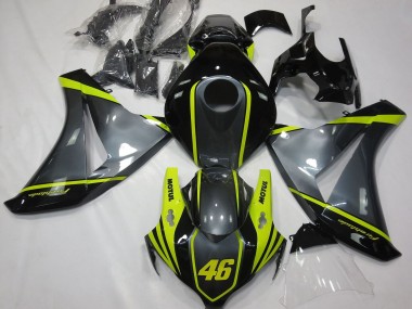 Custom 2008-2011 Honda CBR1000RR Motorcycle Fairings - Grey Yellow Glossy Black 46