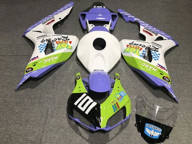 Custom 2006-2007 Honda CBR1000RR Motorcycle Fairings - White Blue Green Glossy Black Toy Story