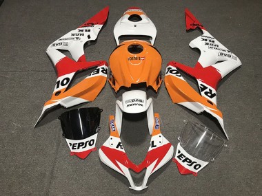 Custom 2007-2008 Honda CBR600RR Motorcycle Fairing - Orange White Red Glossy Black Repsol Style