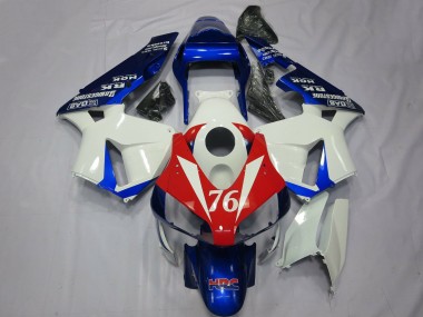 Custom 2003-2004 Honda CBR600RR Motorcycle Fairings - White Red Blue HRC 76
