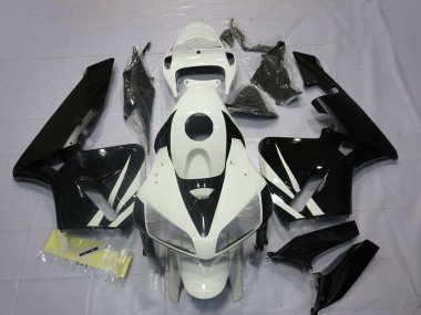 Custom 2005-2006 Honda CBR600RR Motorcycle Fairings - White Glossy Black