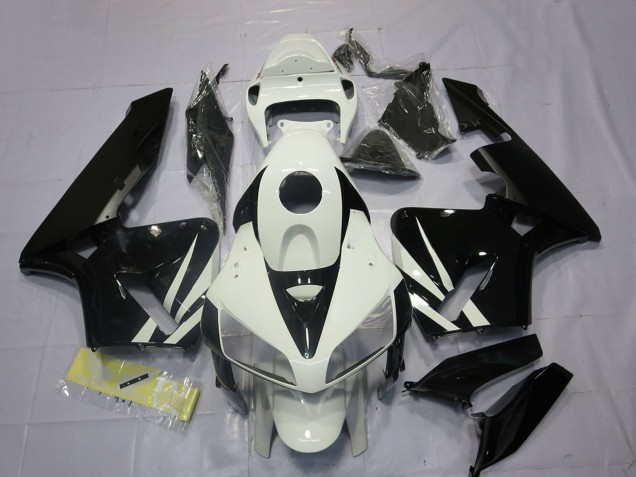 2005-2006 Honda CBR600RR Motorcycle Fairings - White Glossy Black