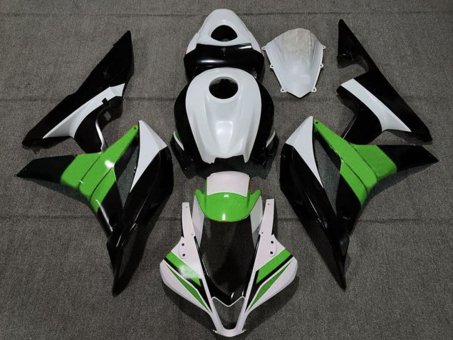 2007-2008 Honda CBR600RR Motorcycle Fairings - White Green Glossy Black