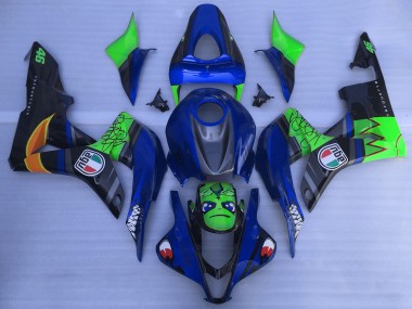 Custom 2007-2008 Honda CBR600RR Motorcycle Fairings - Blue Green Glossy Black Shark