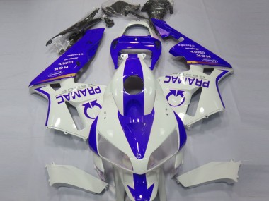 Custom 2005-2006 Honda CBR600RR Motorcycle Fairings - White Blue Pramac
