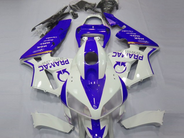 2005-2006 Honda CBR600RR Motorcycle Fairings - White Blue Pramac