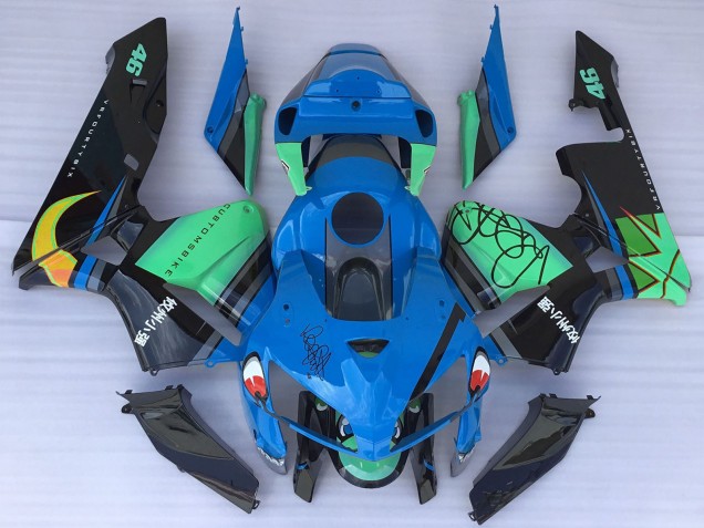 2005-2006 Honda CBR600RR Motorcycle Fairings - Blue Green Black Shark