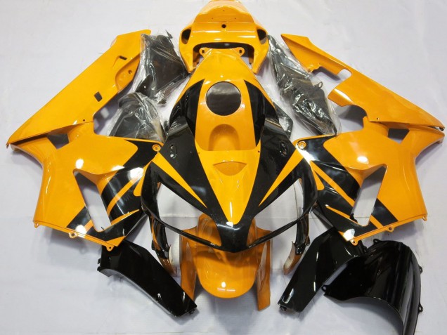 2005-2006 Honda CBR600RR Motorcycle Fairings - Bright Orange Glossy Black Design