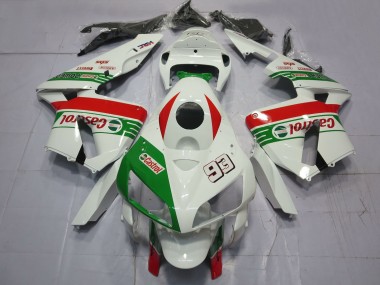 Custom 2005-2006 Honda CBR600RR Motorcycle Fairings - White Green Red Castrol 93