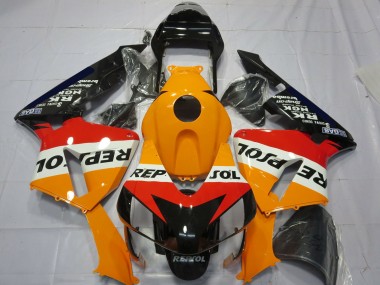 Custom 2003-2004 Honda CBR600RR Complete Motorcycle Fairing Kits - Orange White Red Glossy Black Repsol