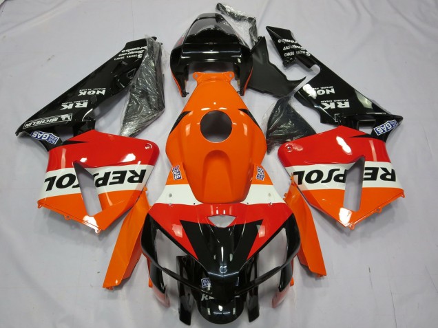2005-2006 Honda CBR600RR Motorcycle Fairing - Orange White Red Glossy Black Repsol