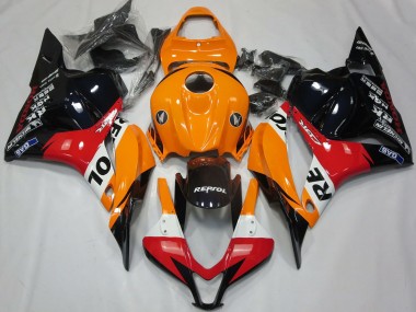 Custom 2009-2012 Honda CBR600RR Motorcycle Fairing - Orange White Red Glossy Black Repsol