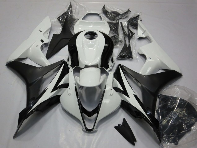 2007-2008 Honda CBR600RR Motorcycle Fairing Kits - White Matte Black