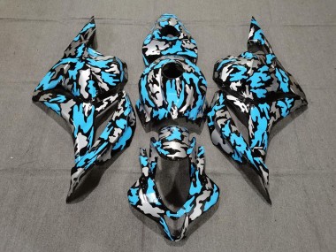 Custom 2009-2012 Honda CBR600RR Motorcycle Fairings - Blue Silver Camouflage