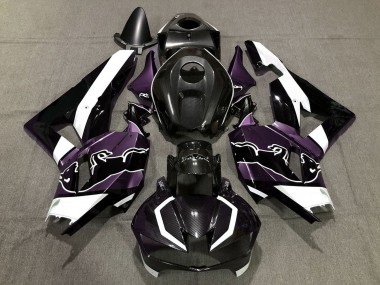 Custom 2013-2023 Honda CBR600RR Motorcycle Fairings - Black Carbon Fiber White Purple Bull