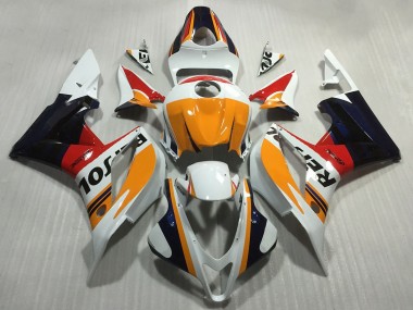 Custom 2007-2008 Honda CBR600RR Motorcycle Fairings - Orange White Red Glossy Black Repsol Style