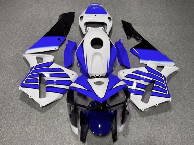 Custom 2005-2006 Honda CBR600RR Motorcycle Fairings - White Blue Wings