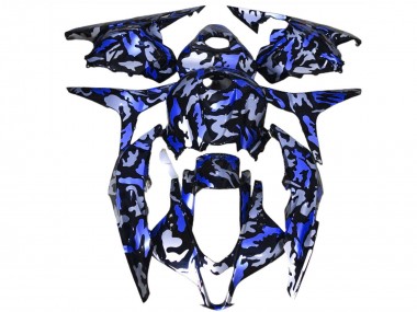 Custom 2009-2012 Honda CBR600RR Motorcycle Fairings - Blue White Camouflage