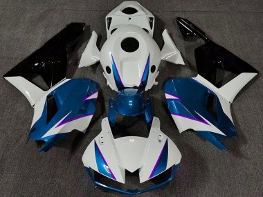 Custom 2013-2023 Honda CBR600RR Motorcycle Fairing - White Blue Glossy Black