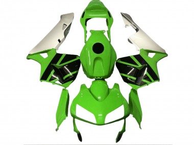 Custom 2003-2004 Honda CBR600RR Motorcycle Fairings - Silver Green Glossy Black