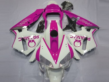 Custom 2003-2004 Honda CBR600RR Motorcycle Fairings - White Pink Pramac